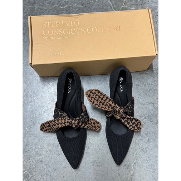 VIVAIA Elegant Black Low Heel Pumps with Bow Detail – Chic Comfort Pointed Toe - Picture 3 of 10